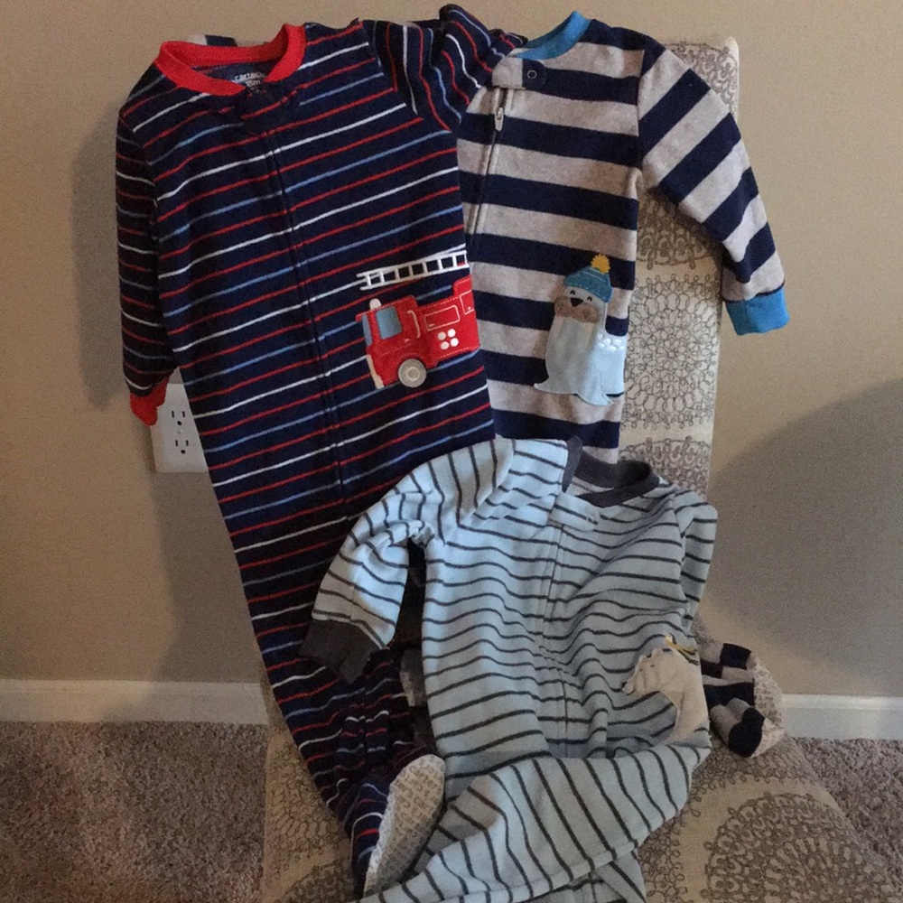 Carters Fleece Pajamas SET OF 3 Infant Boy 18 M